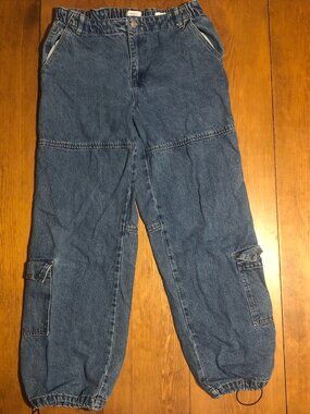 Cargo Jogger Jeans Women's Blue Denim High Rise 100% Cotton Forever 21
